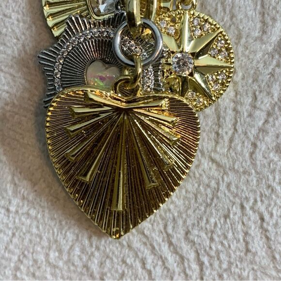 House Of Harlow 1960 Paperclip Charm Necklace Gold-Plated Silver Heart 16"+3 New - Picture 6 of 13